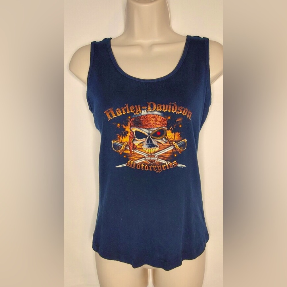 Harley-Davidson Ladies Black Pirate Tank Top. Size Medium